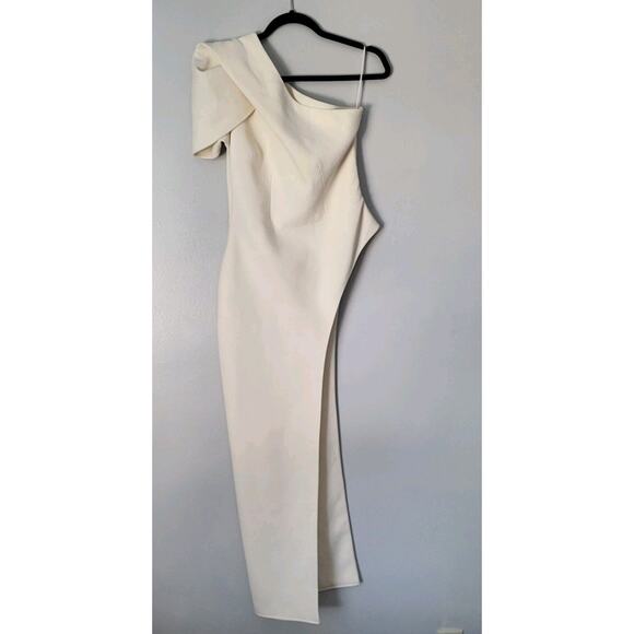 $1295 SAFIYAA Kora Ivory Single Shoulder Asymmetric Top Crepe Sz XS Bridal - Picture 16 of 16